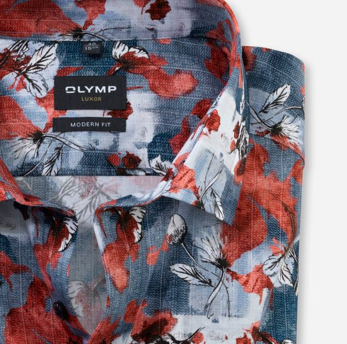 OLYMP Luxor Modern Fit, Businesshemd, Global Kent, Rot LBD81191 Kleidung
