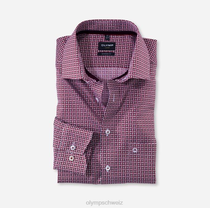 OLYMP Luxor Modern Fit, Businesshemd, Langarm extra lang, Global Kent, Granat LBD81442 Kleidung