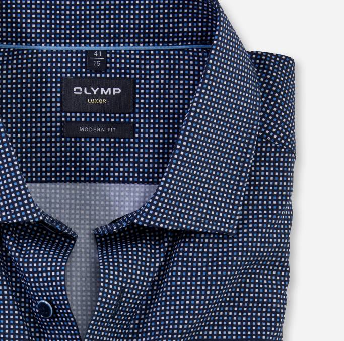 OLYMP Luxor Modern Fit, Businesshemd, Langarm extra lang, Global Kent, Marine LBD81418 Kleidung