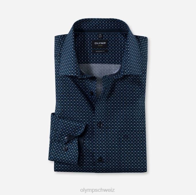 OLYMP Luxor Modern Fit, Businesshemd, Langarm extra lang, Global Kent, Marine LBD81432 Kleidung