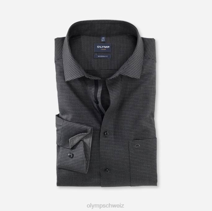 OLYMP Luxor Modern Fit, Businesshemd, Langarm extra lang, Global Kent, Schwarz LBD81445 Kleidung