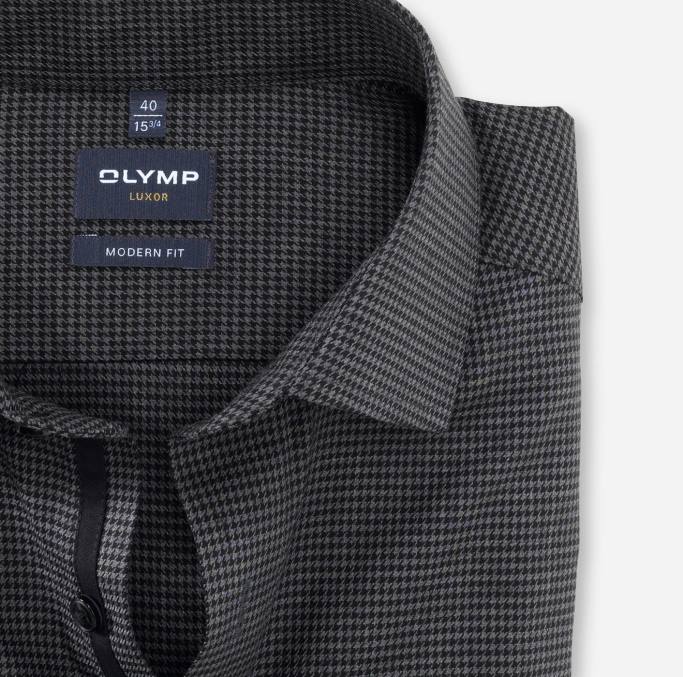 OLYMP Luxor Modern Fit, Businesshemd, Langarm extra lang, Global Kent, Schwarz LBD81445 Kleidung