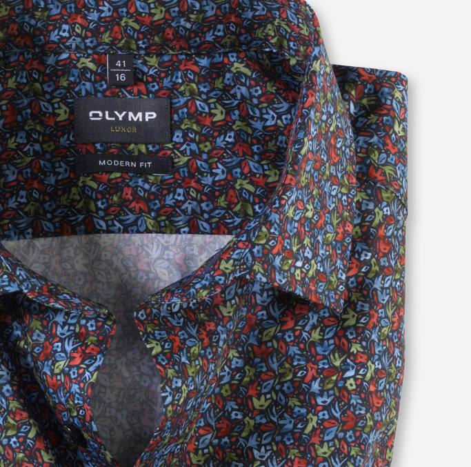 OLYMP Luxor Modern Fit, Businesshemd, Langarm extra lang, Global Kent, rot LBD81434 Kleidung