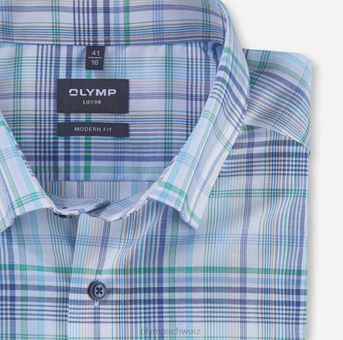 OLYMP Luxor Modern Fit, Businesshemd, Under Button-Down, Aqua LBD81153 Kleidung