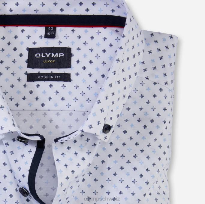 OLYMP Luxor Modern Fit, Businesshemd, extra kurzer Arm, Button-Down, Blau LBD81465 Kleidung