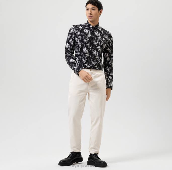 OLYMP NEIN. Six 24/Seven Super Slim, Businesshemd, Kent, Schwarz LBD8171 Kleidung