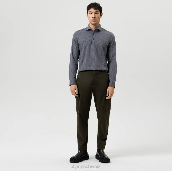 OLYMP NEIN. Six 24/Seven Super Slim, Businesshemd, Kent, Schwarz LBD897 Kleidung