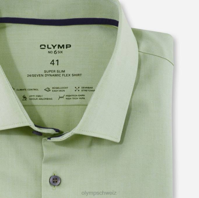 OLYMP NEIN. Six 24/seven Super Slim, Businesshemd, Modern Kent, Limette LBD8228 Kleidung