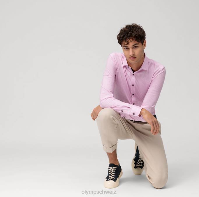 OLYMP NEIN. Six 24/seven Super Slim, Businesshemd, Modern Kent, Pink LBD8224 Kleidung