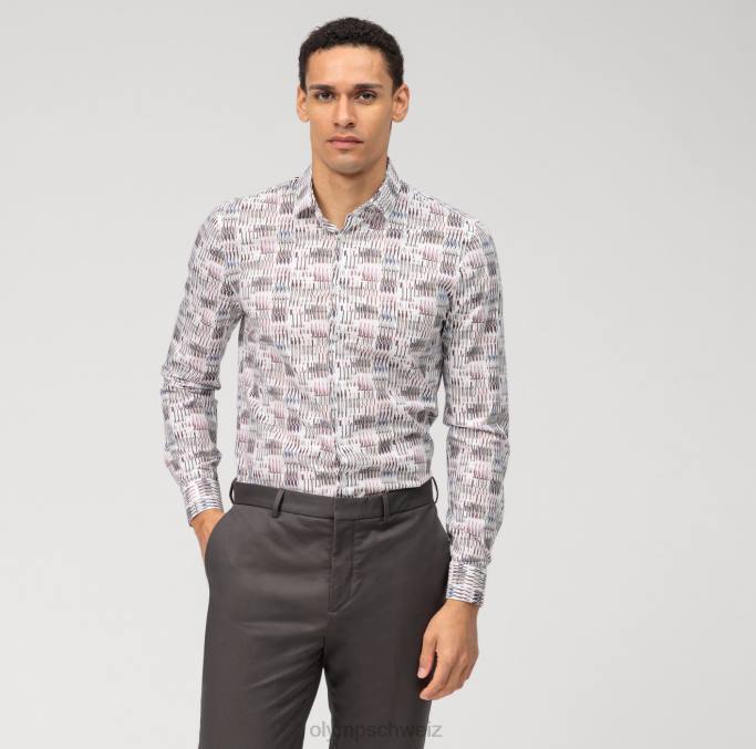 OLYMP NEIN. Six Super Slim, Businesshemd, Modern Kent, Dunkelrot LBD8247 Kleidung