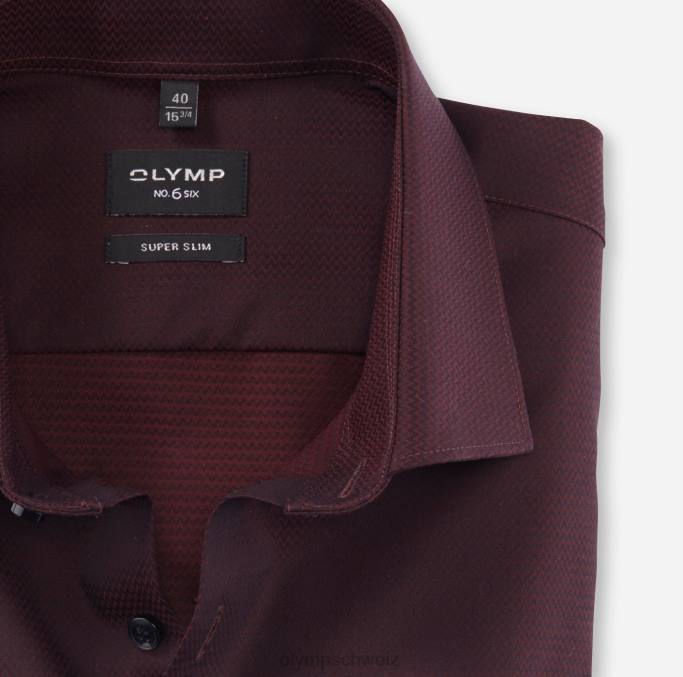 OLYMP NEIN. Six Super Slim, Businesshemd, Modern Kent, Dunkelrot LBD883 Kleidung