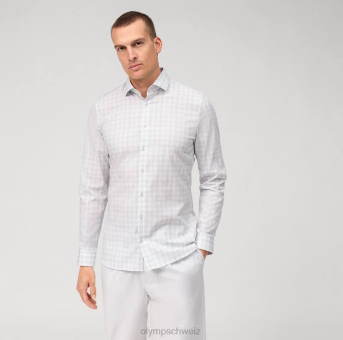 OLYMP NEIN. Six Super Slim, Businesshemd, Modern Kent, Hellgrau LBD895 Kleidung
