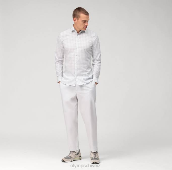 OLYMP NEIN. Six Super Slim, Businesshemd, Modern Kent, Hellgrau LBD895 Kleidung