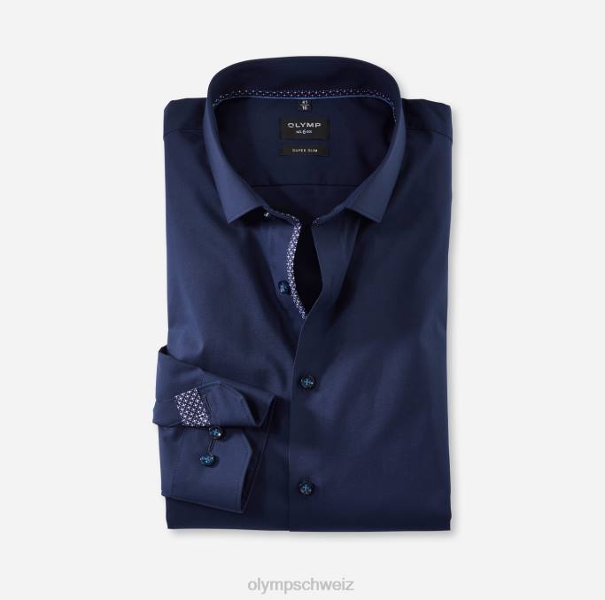 OLYMP NEIN. Six Super Slim, Businesshemd, Modern Kent, Kobalt LBD8214 Kleidung