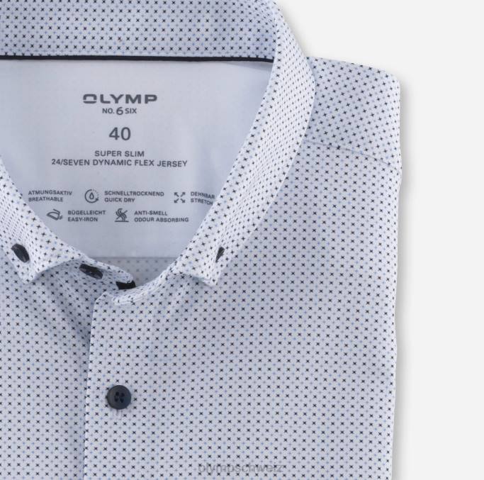 OLYMP NEIN. six 24/seven super slim, Businesshemd, Button-down, blau LBD889 Kleidung