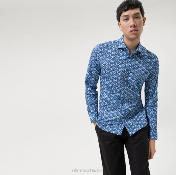 OLYMP NEIN. six 24/seven super slim, Businesshemd, Langarm extra lang, Kent, Marine LBD8322 Kleidung