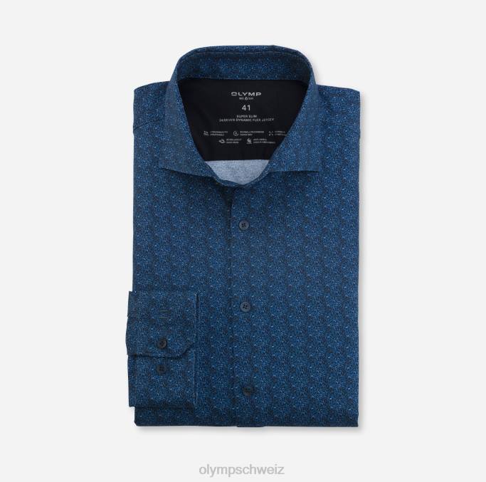 OLYMP NEIN. six 24/seven super slim, Businesshemd, Langarm extra lang, Kent, rauchblau LBD8333 Kleidung