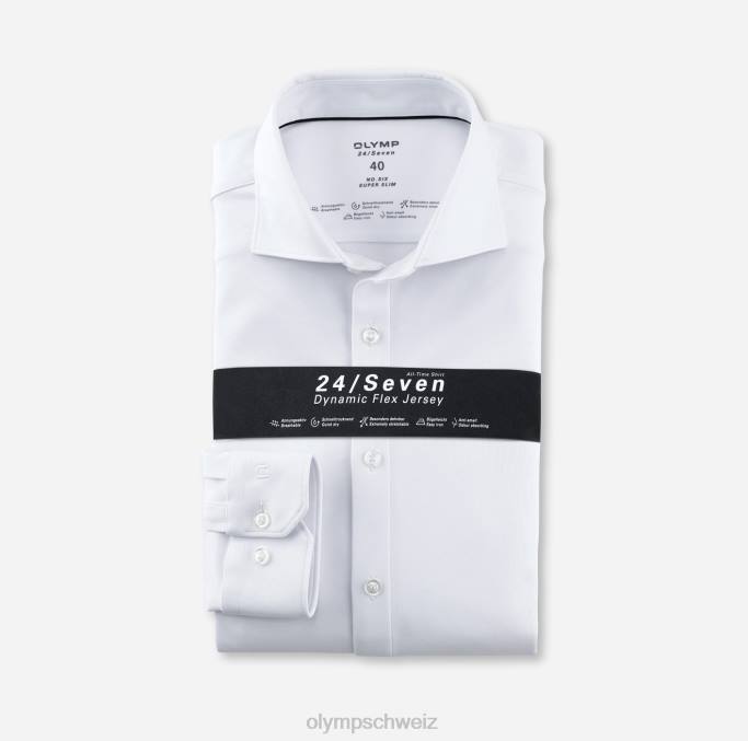 OLYMP NEIN. six 24/seven super slim, Businesshemd, Langarm extra lang, Kent, weiß LBD8335 Kleidung