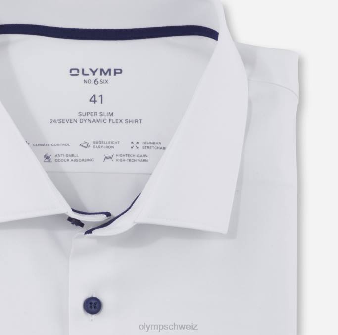 OLYMP NEIN. six 24/seven super slim, Businesshemd, Langarm extra lang, modern kent, weiß LBD8330 Kleidung
