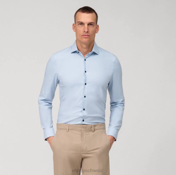 OLYMP NEIN. six 24/seven super slim, Businesshemd, Modern Kent, Hellblau LBD849 Kleidung