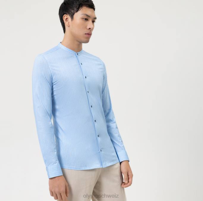 OLYMP NEIN. six 24/seven super slim, Businesshemd, Stehkragen, blau LBD811 Kleidung