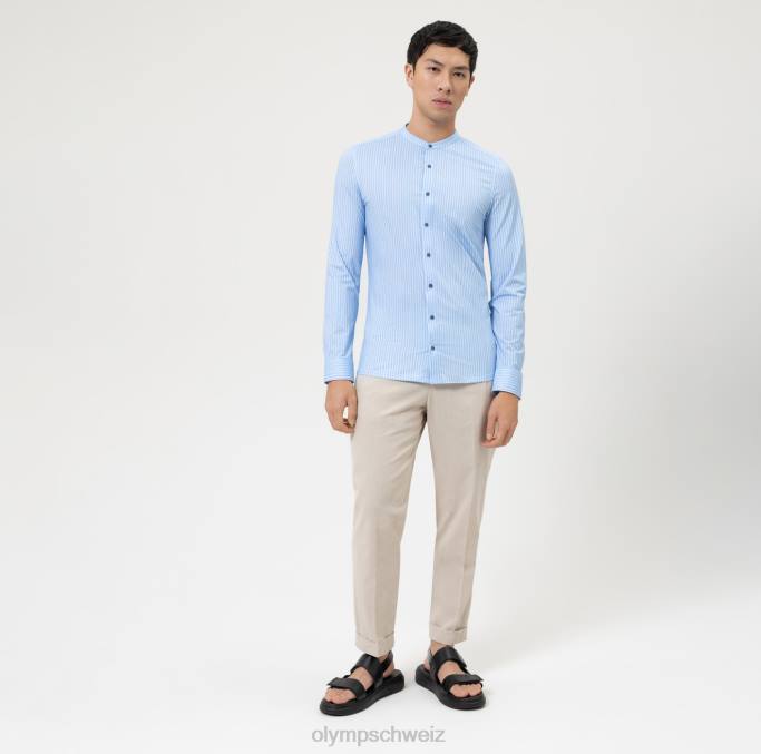 OLYMP NEIN. six 24/seven super slim, Businesshemd, Stehkragen, blau LBD811 Kleidung