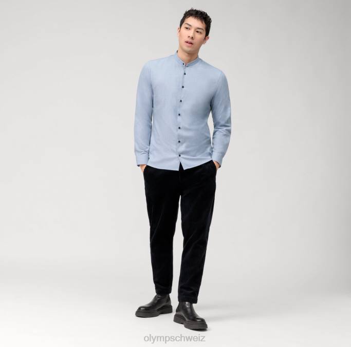 OLYMP NEIN. six 24/seven super slim, Businesshemd, Stehkragen, blau LBD873 Kleidung