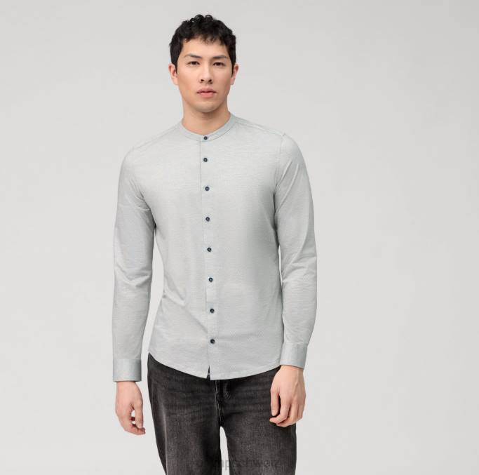 OLYMP NEIN. six 24/seven super slim, Businesshemd, Stehkragen, oliv LBD858 Kleidung