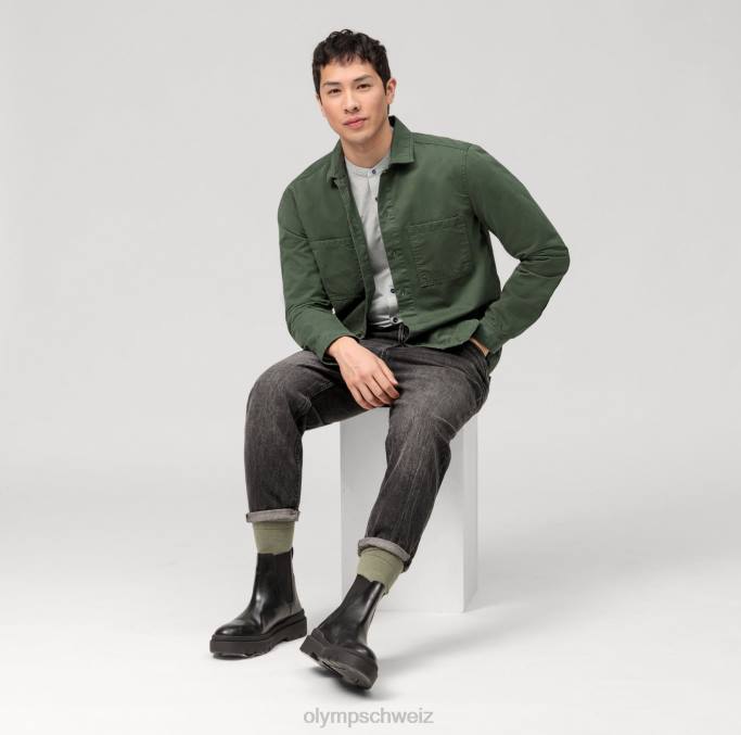 OLYMP NEIN. six 24/seven super slim, Businesshemd, Stehkragen, oliv LBD858 Kleidung