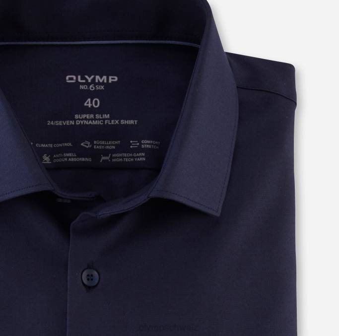 OLYMP NEIN. six 24/seven super slim, businesshemd, modern kent, marine LBD854 Kleidung