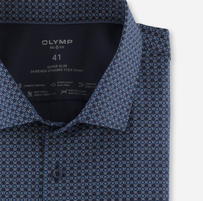 OLYMP NEIN. six 24/seven super slim, businesshemd, modern kent, marine LBD864 Kleidung