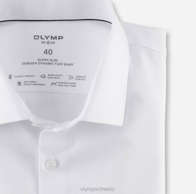 OLYMP NEIN. six 24/seven super slim, businesshemd, modern kent, weiß LBD8126 Kleidung