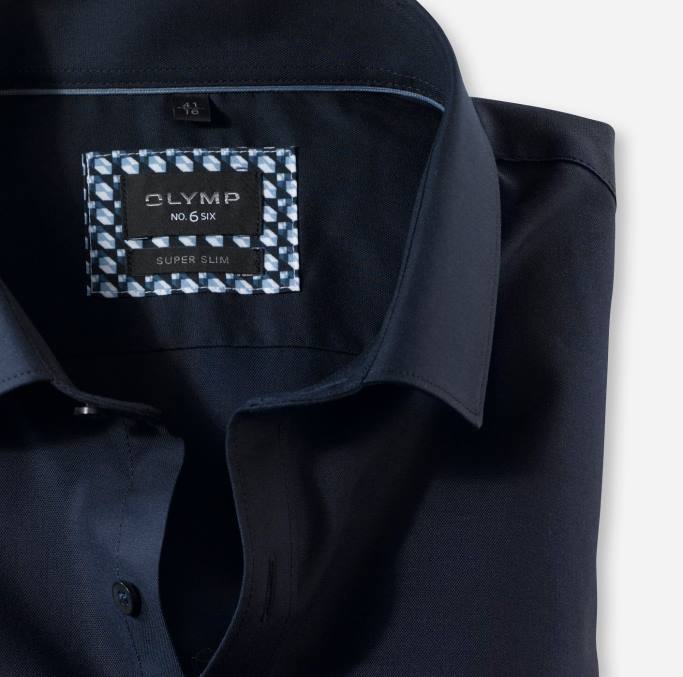 OLYMP NEIN. six super slim, Businesshemd, Langarm extra lang, Modern Kent, Mitternachtsblau LBD8314 Kleidung
