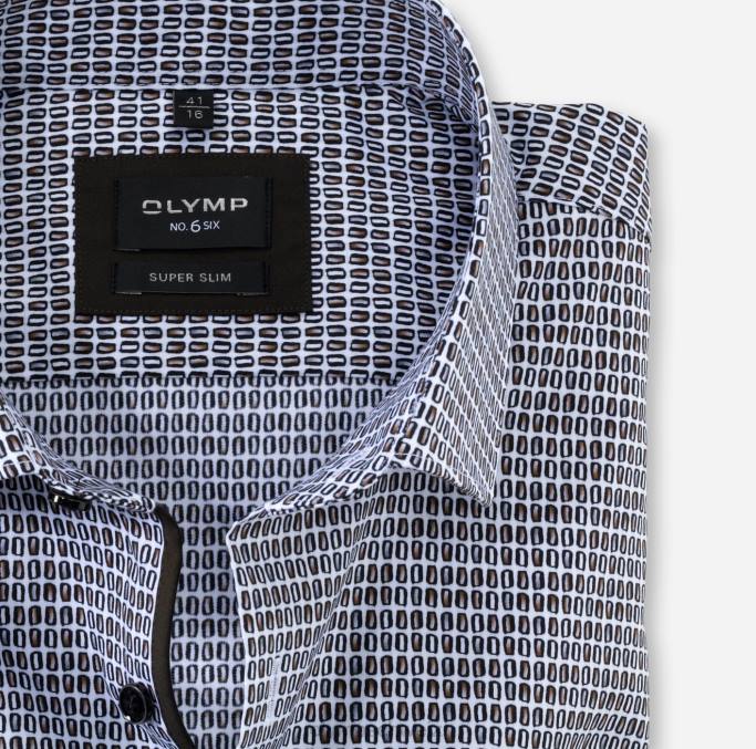 OLYMP NEIN. six super slim, Businesshemd, Langarm extra lang, Modern Kent, braun LBD8313 Kleidung