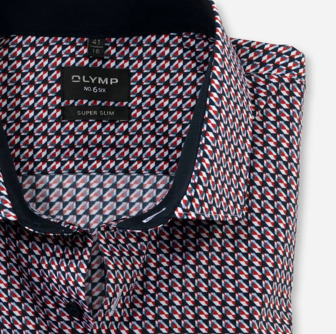 OLYMP NEIN. six super slim, Businesshemd, Langarm extra lang, modern kent, rot LBD8308 Kleidung