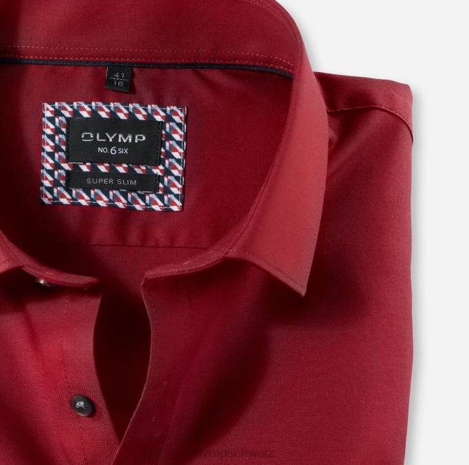 OLYMP NEIN. six super slim, Businesshemd, Langarm extra lang, modern kent, rot LBD8311 Kleidung