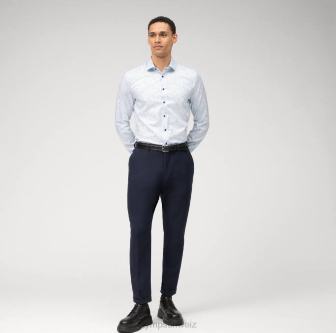 OLYMP NEIN. six super slim, businesshemd, modern kent, blau LBD8114 Kleidung