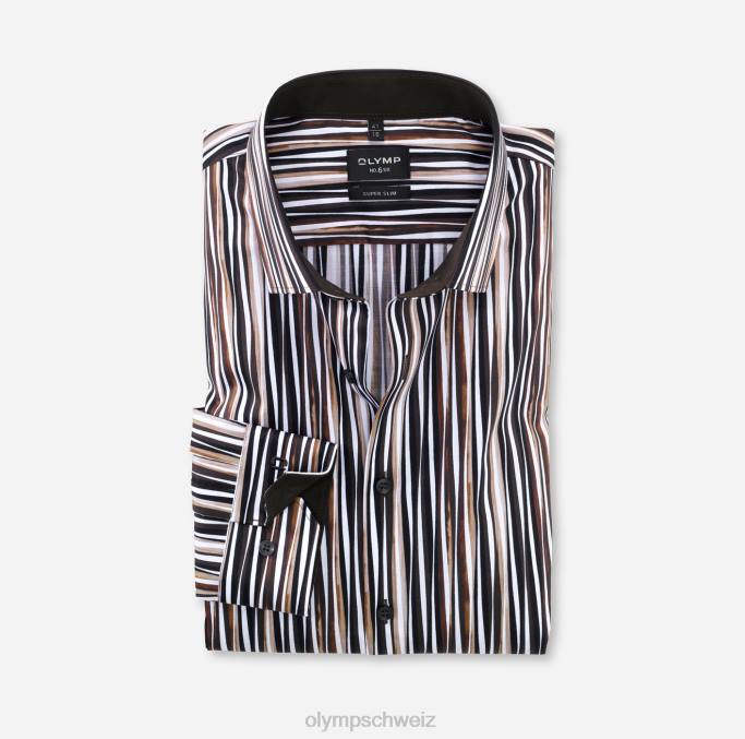 OLYMP NEIN. six super slim, businesshemd, modern kent, braun LBD8252 Kleidung