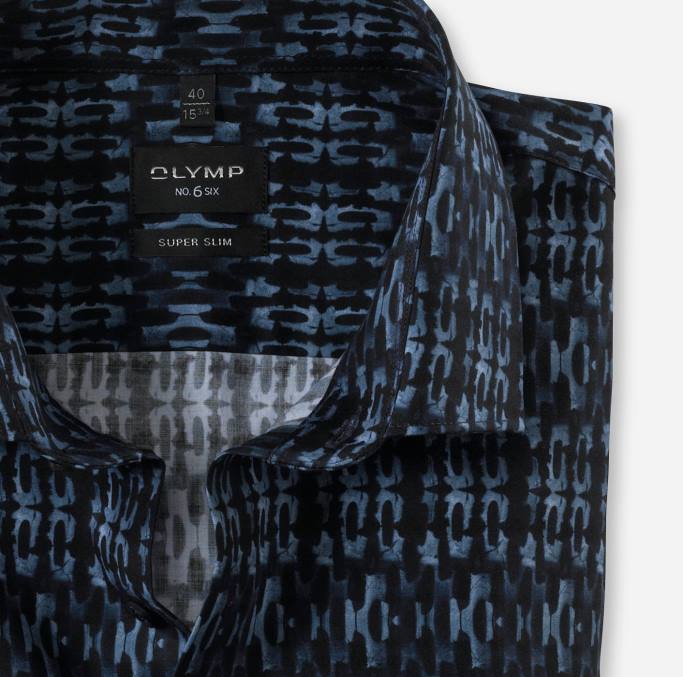 OLYMP NEIN. six super slim, businesshemd, modern kent, marine LBD818 Kleidung