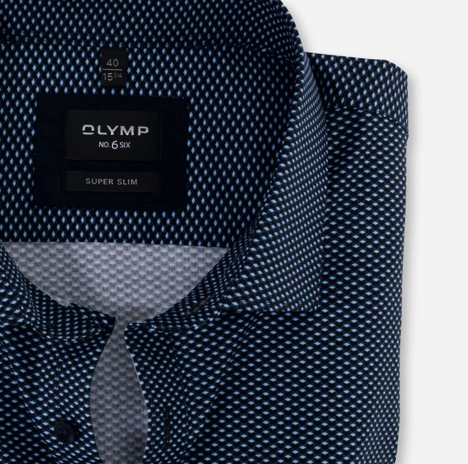OLYMP NEIN. six super slim, businesshemd, modern kent, marine LBD8250 Kleidung