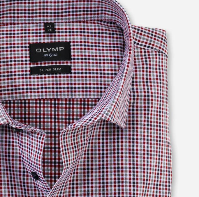OLYMP NEIN. six super slim, businesshemd, modern kent, rot LBD8244 Kleidung
