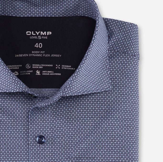 OLYMP Level Five 24/Seven Body Fit, Businesshemd, Kent, Blau LBD8756 Kleidung