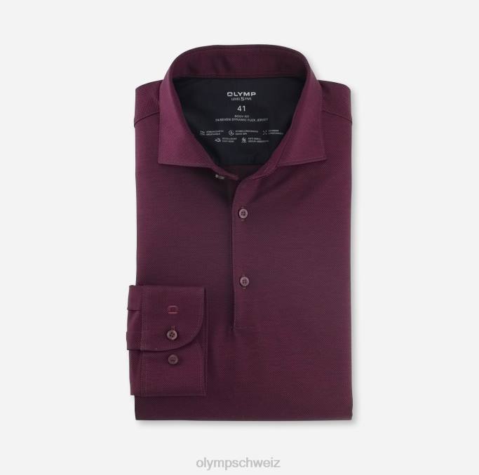 OLYMP Level Five 24/Seven Body Fit, Businesshemd, Kent, Granat LBD8803 Kleidung