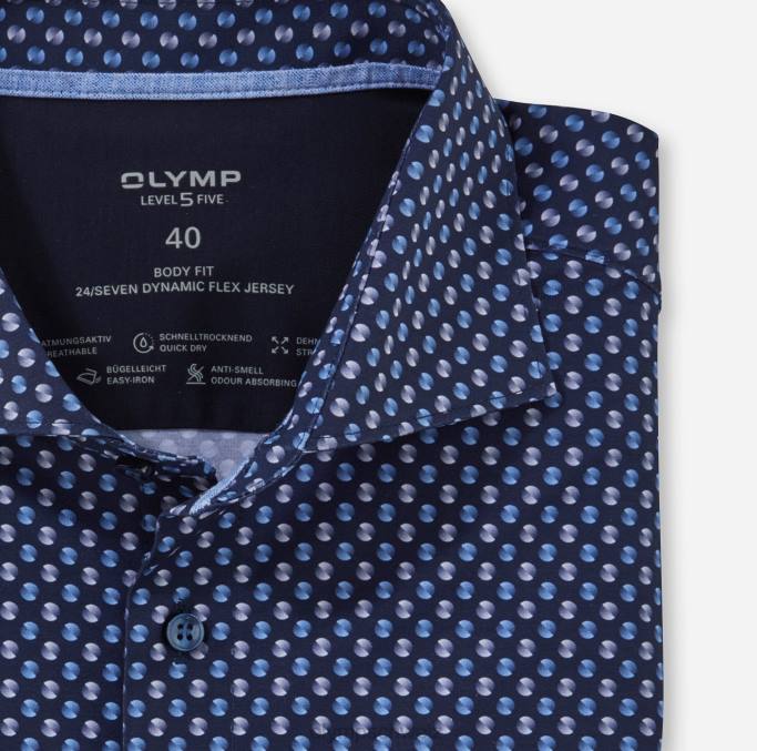 OLYMP Level Five 24/Seven Body Fit, Businesshemd, Kent, Marine LBD8502 Kleidung