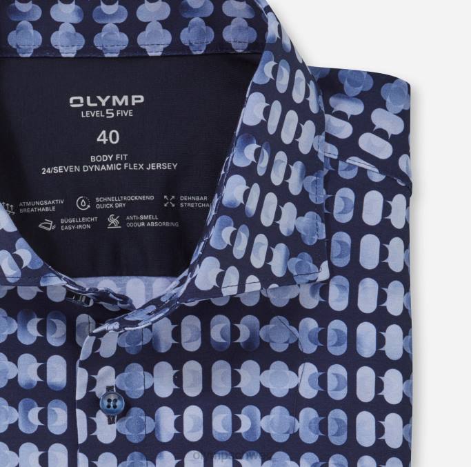 OLYMP Level Five 24/Seven Body Fit, Businesshemd, Kent, Marine LBD8556 Kleidung