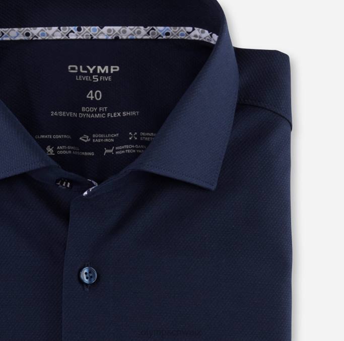 OLYMP Level Five 24/Seven Body Fit, Businesshemd, Kent, Marine LBD8617 Kleidung