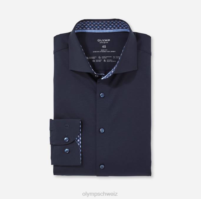 OLYMP Level Five 24/Seven Body Fit, Businesshemd, Kent, Marine LBD8769 Kleidung