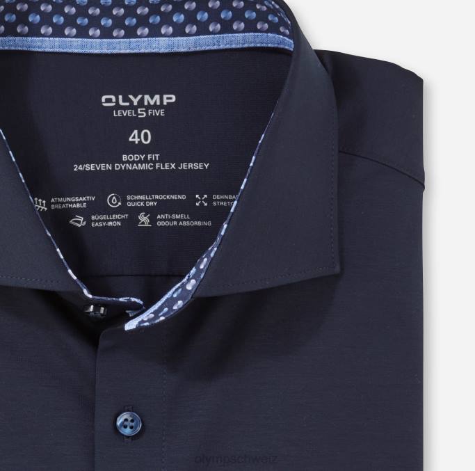 OLYMP Level Five 24/Seven Body Fit, Businesshemd, Kent, Marine LBD8769 Kleidung