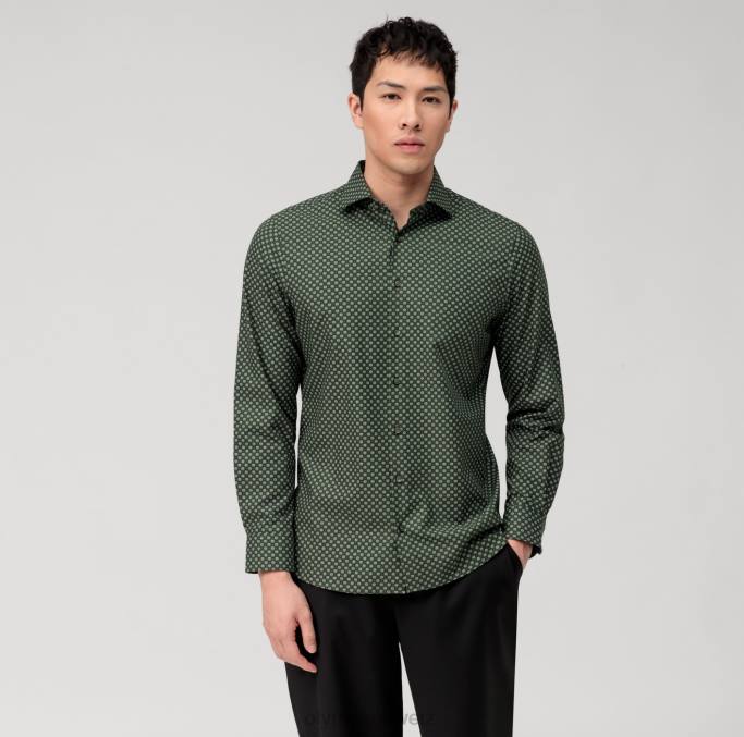 OLYMP Level Five 24/Seven Body Fit, Businesshemd, Kent, Oliv LBD8478 Kleidung