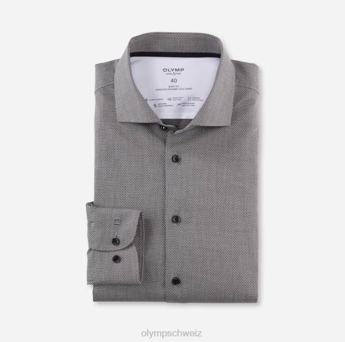 OLYMP Level Five 24/Seven Body Fit, Businesshemd, Kent, Oliv LBD8534 Kleidung